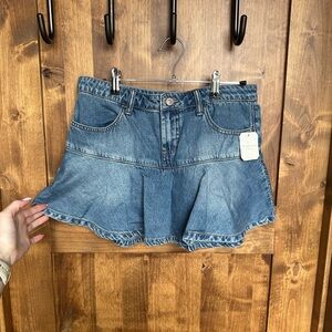 Altar'd State Denim Ruffle Mini Skirt - Light Blue